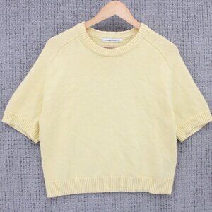 Abercrombie & Fitch Sweater Womens Medium M Yellow Beige Knit Short Sleeve